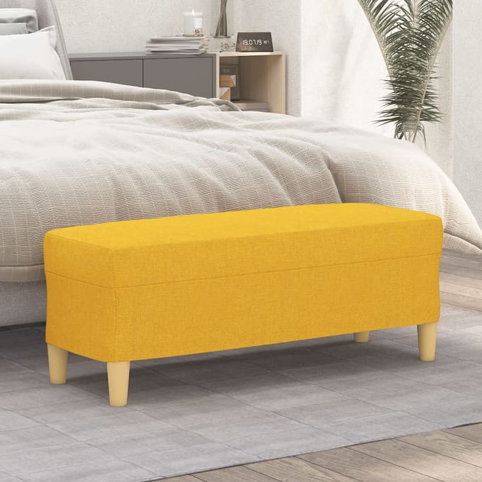 vidaXL - Bankje - 100x35x41 - cm - stof - lichtgeel