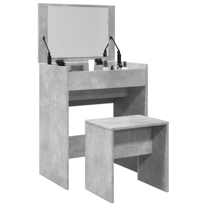 vidaXL - Kaptafel - met - krukje - 60x40x113,5 - cm - betongrijs