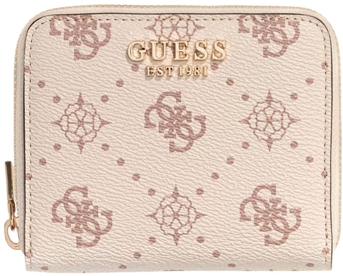 GUESS portemonnee Carrie Logo SLG Small Zip Around Vanilla Logo crème