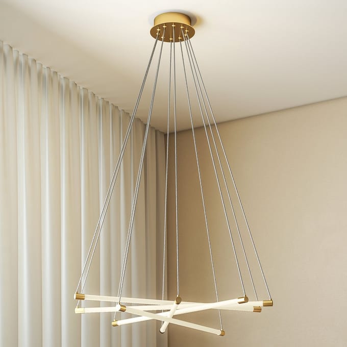 HOMCOM led-plafondlamp - 5 verstelbare lichtbuizen - goud en wit