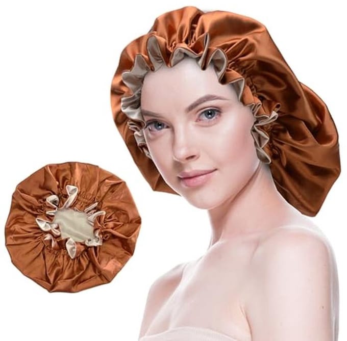 Zijden slaapmuts voor vrouwen - Dubbele laag satijnen bonnet voor lang krullend haar