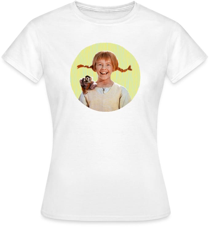 Pippi Langkous Portret Pippi Met Meneer Nilsson T-Shirt Dames