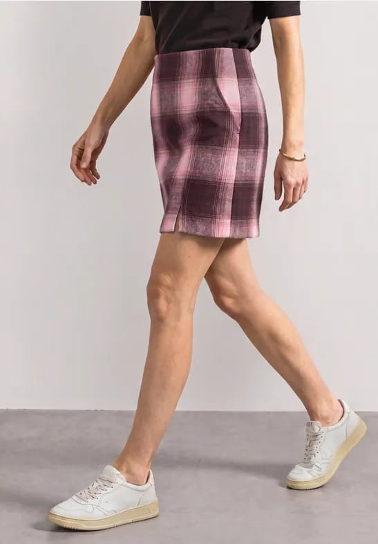 Minirok in wollook met ruitpatroon