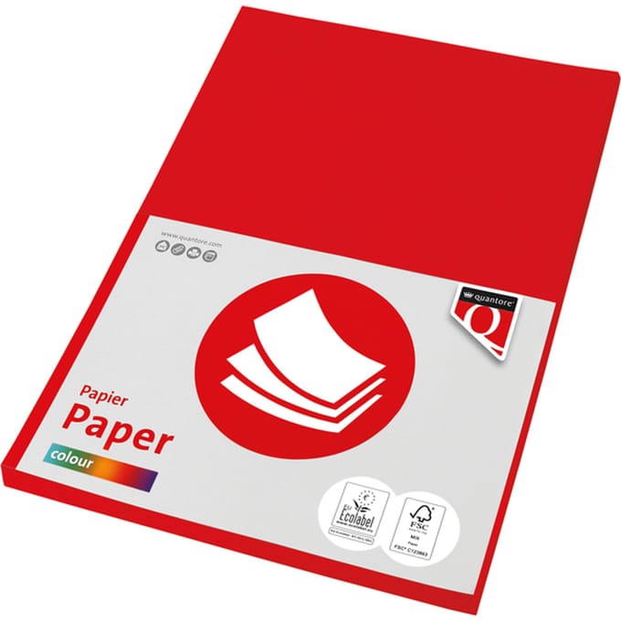 Kopieerpapier Quantore Colour A4 80gr felrood 100 vel