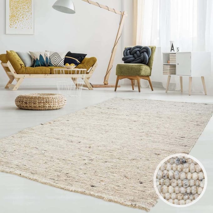 Wollen vloerkleed - Ylva beige/grijs 250x340