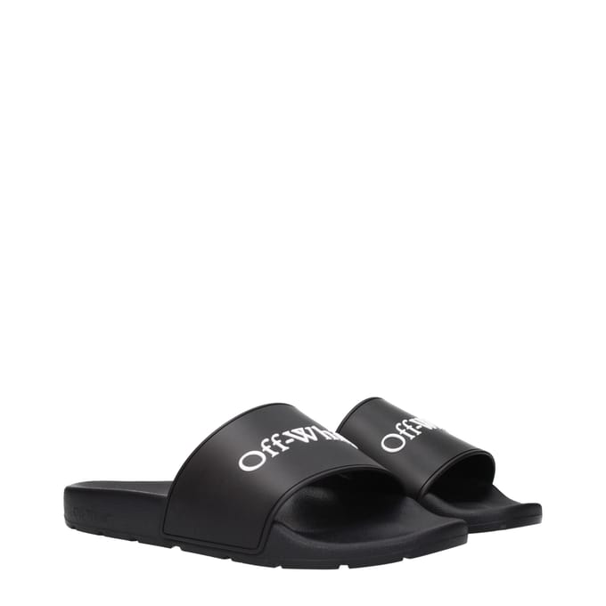 Off-White Zwarte Katoenen Slippers