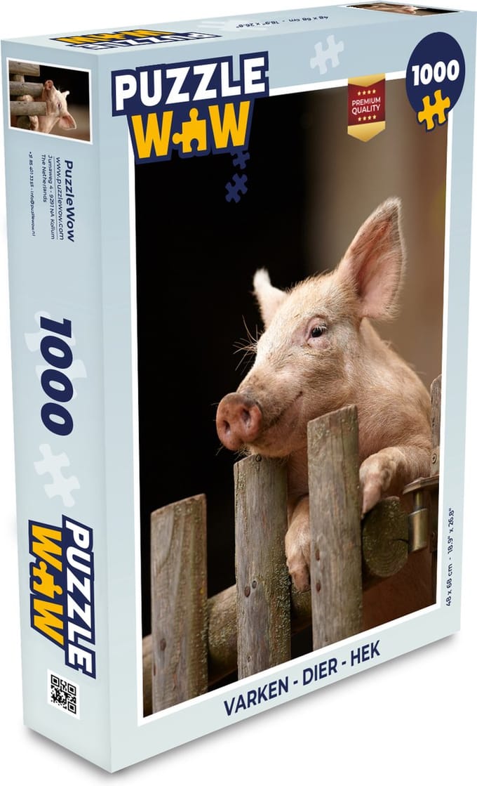 Puzzel Varken - Dier - Hek - Legpuzzel - Puzzel 1000 stukjes volwassenen