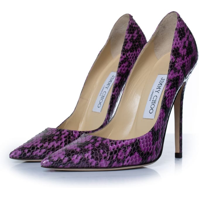 Jimmy Choo paarse leren python pumps