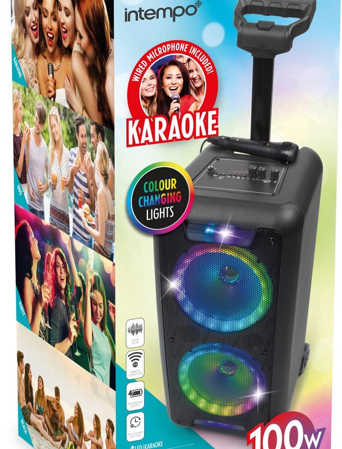 Intempo Bluetooth Party Speaker - 10 uur - microfoon - LED-verlichting