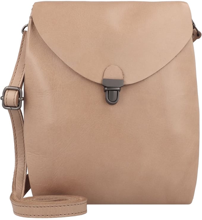 HAROLD'S Leren Schoudertas Fold Handbag Clutch Up Camel Beige