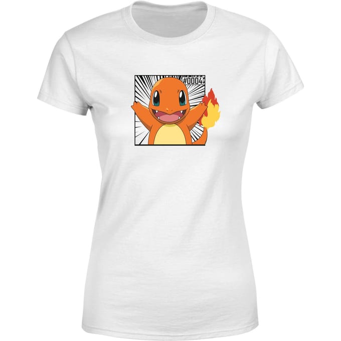 Pokémon Pokédex Charmander #0004 Women's T-Shirt - White - M