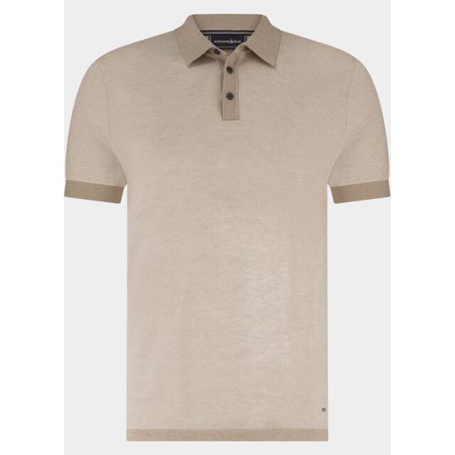 Polo Scotland Blue beige wren knitted korte mouw 3 knopen