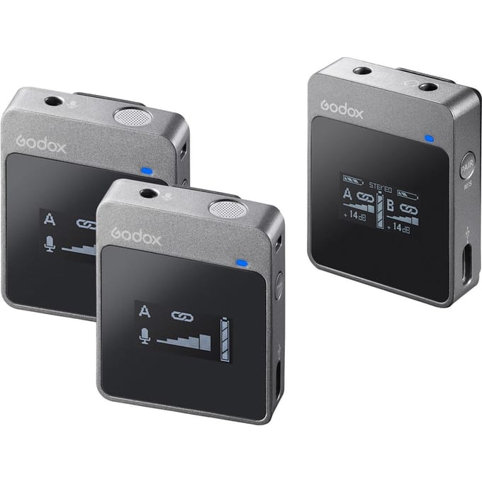 Godox MoveLink M2 2.4G draadloos microfoonsysteem(2 zenders + 1 ontvanger) Effectief bereik van 50 meter zwart