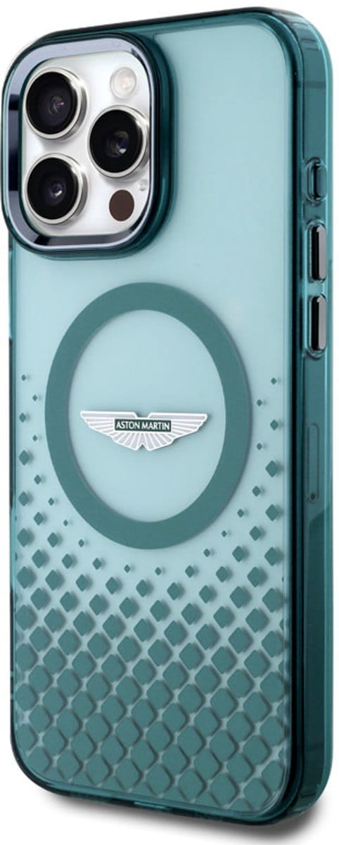 Aston Martin iPhone 16 Pro Max Backcover hoesje - Magsafe - IML Metal Gradient Squares - Groen