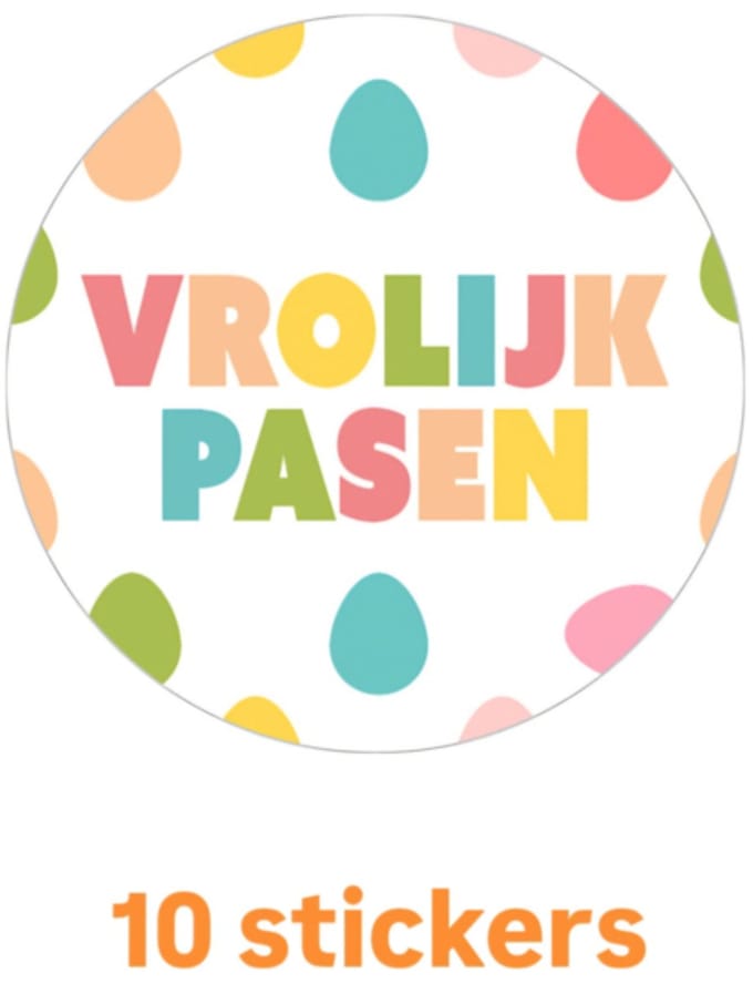 Vrolijk pasen - 10 stickers - Sluitstickers - paashaas - voorjaar - 4cm