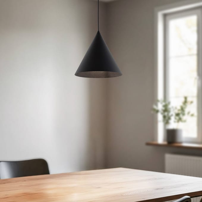 TK Lighting Hanglamp Cono, 1-lamp, Ø 27 cm, zwart