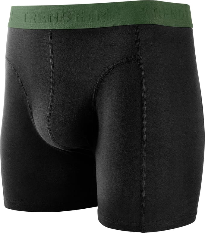 FlexFeel | Zwarte katoenen boxershort met olijfgroene tailleband