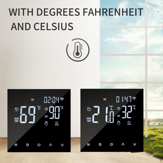 WIFI Smart Verwarmingsthermostaat Digitale Temperatuurregelaar Mobiele Telefoon APP Bediening Touchscreen Electric Heating 16A black