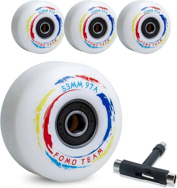 Skateboard Wielen 53mm 97A - 4 Stuks met ABEC-9 Lagers en T-Tools