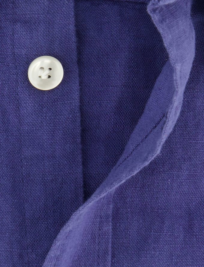 Slim Fit John Miller overhemd blauw linnen