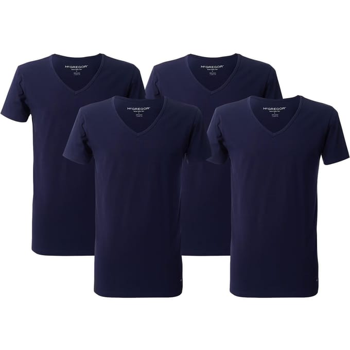 McGregor Premium - Stretch T-shirt - 4-pack Navy Taglia: L | Magliette basic Outlet | Uomo | Blu
