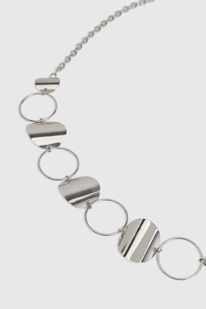 boohoo Dames Gouden Cirkel Ketting Riem | Zilver