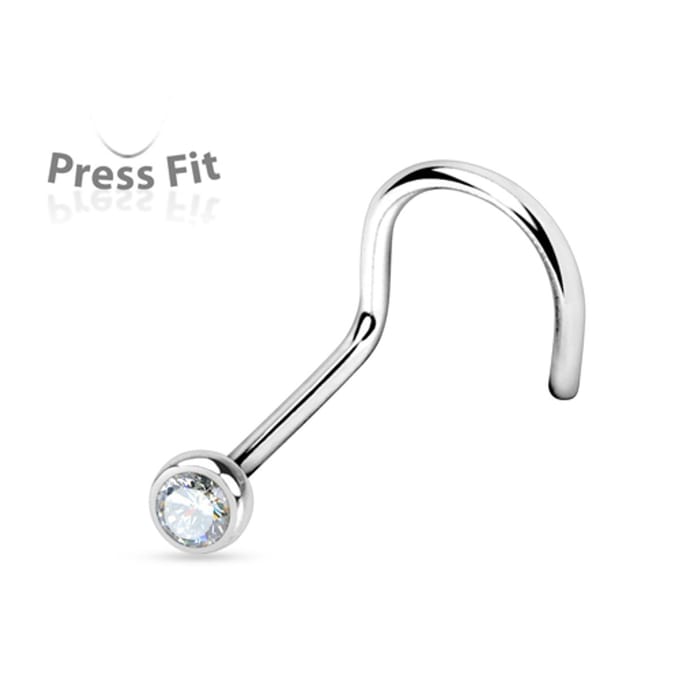 Neuspiercing U-bocht steen press fit 0.8x6x2.5 - wit - LMPiercings