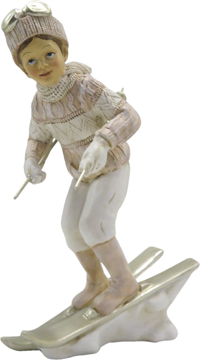 Clayre & Eef Beeld Kind 19 cm Roze Wit Kunststof