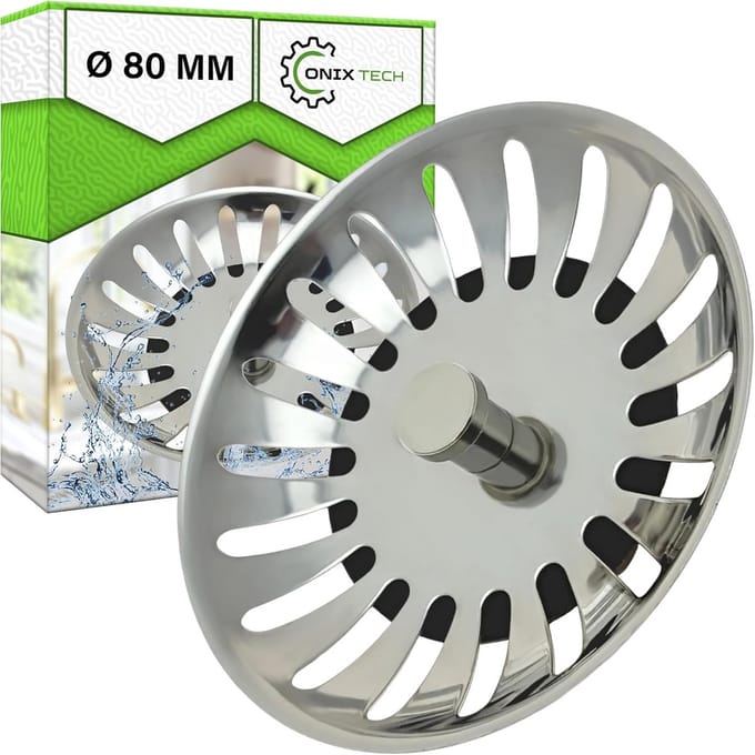 Keukengootsteenplug RVS Ø 80 mm Universeel