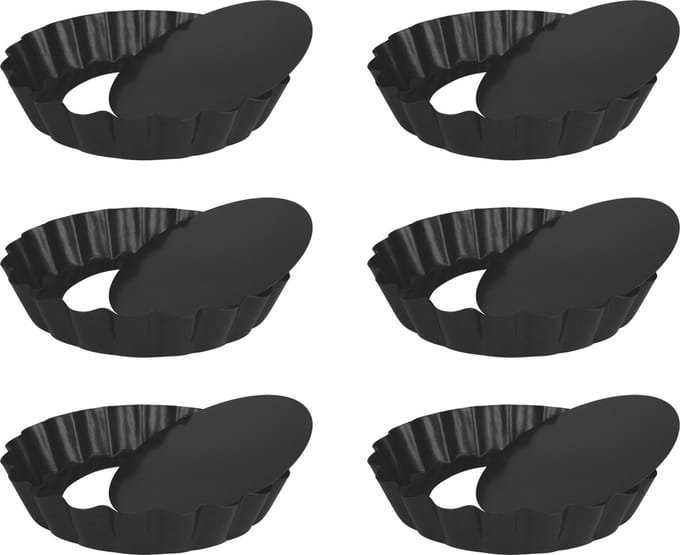 Krumble Quichevormpjes - Mini Quichevormpjes - Set van 6 - Metaal - Diameter 10 cm - Donkergrijs
