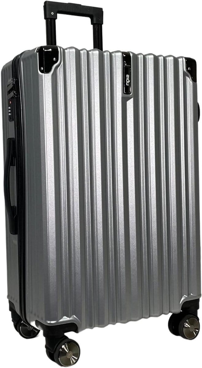 Reiskoffer Hardcase - Bagage Koffer - Stijlvol Reizen - 4 Dubbele Wielen - Medium 67cm - Zilver