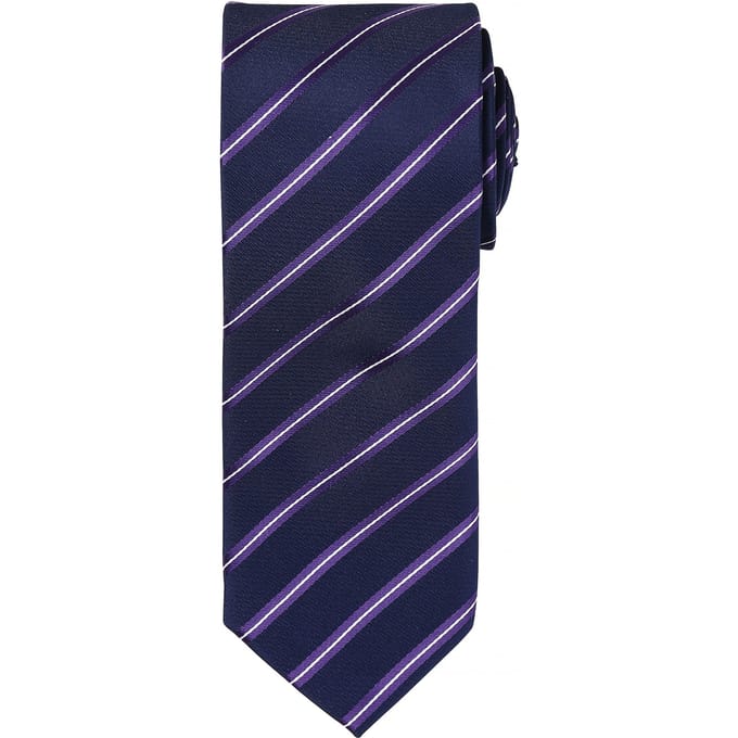 Premier Heren Sport Stripe Pattern Formele Work Tie (Marine / Paars)