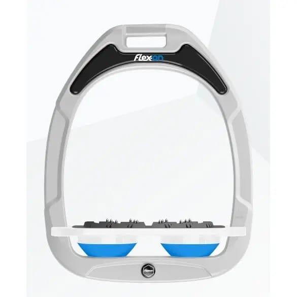 Platte Ultra Grip stijgbeugels Wit/Wit/Blauw Flex-On Green Composite