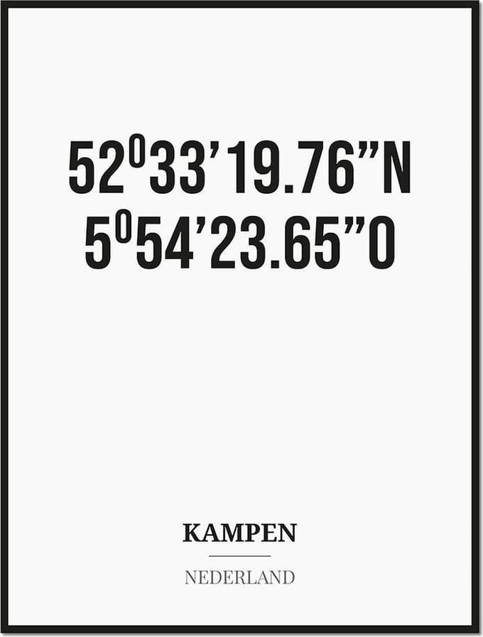 Poster/kaart KAMPEN met coördinaten