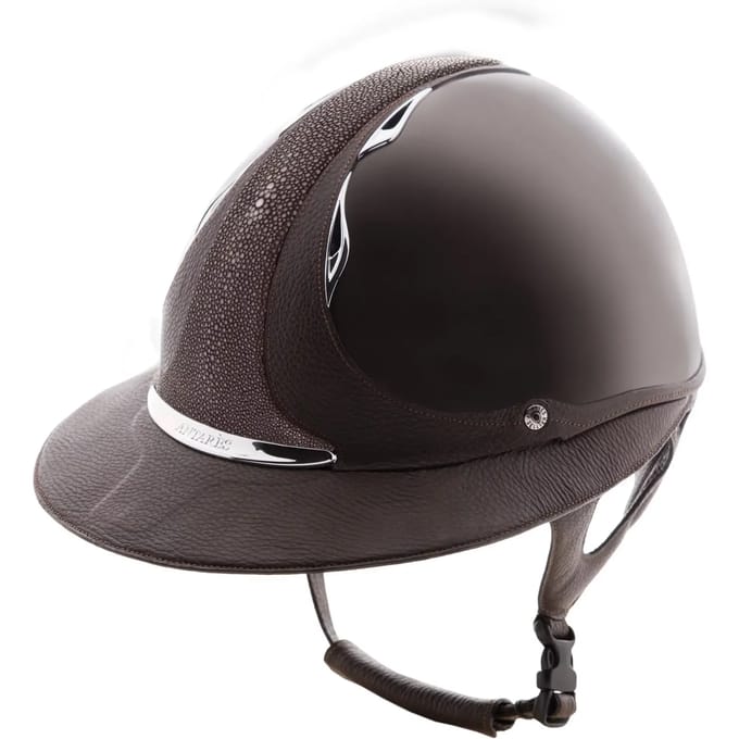 Polo glossy paardrijhelm met vizier Antarès Shagreen Premium Bison