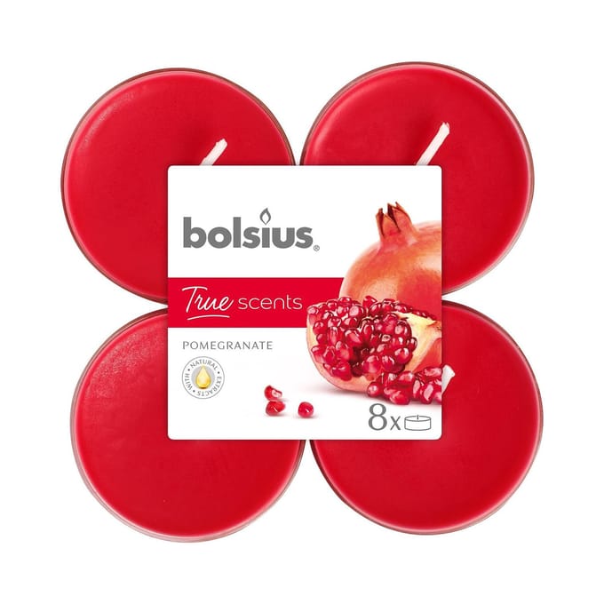 Bolsius Maxi Waxinelichtjes True Scents Pomegranate 8 Stuks