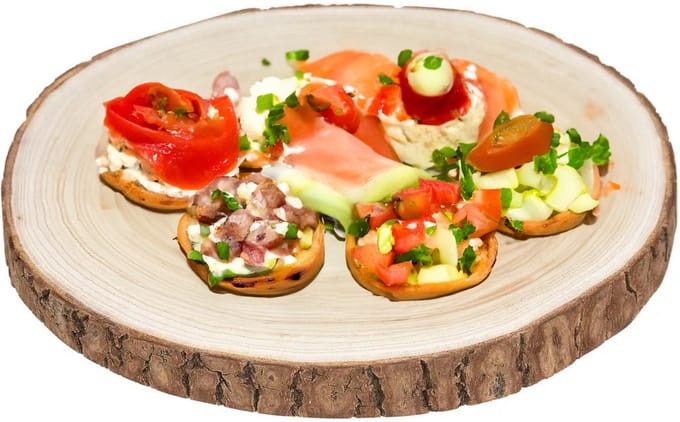 5Five Voedsel/hapjes serveer plank- boomschijf - met schors - Dia 28 cm - rond - plateau