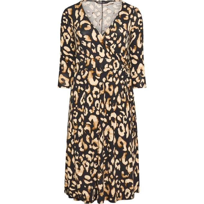 Yours Zwarte Wikkeljurk Met Dierenprint Size 48