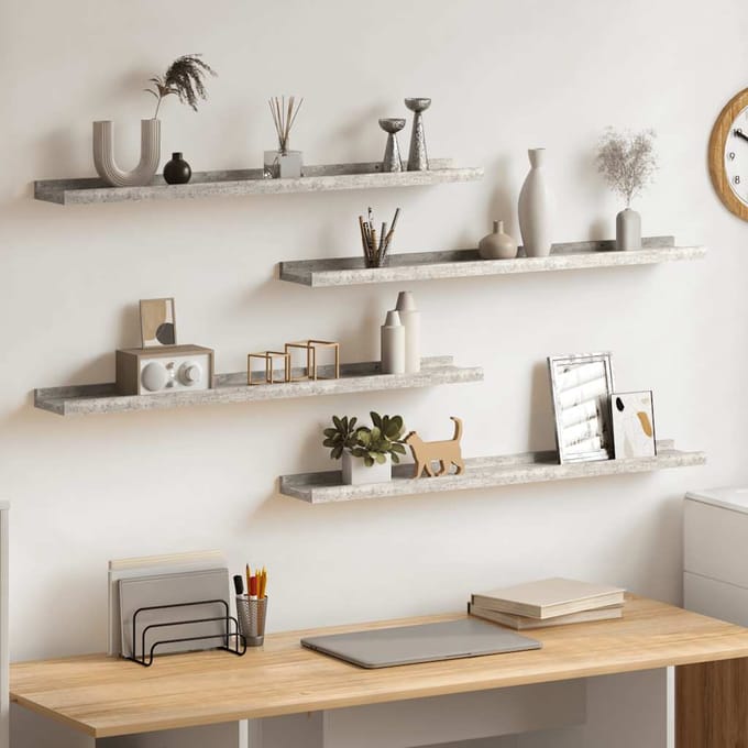 vidaXL - Wandschappen - 4 - st - 80x9x3 - cm - betongrijs
