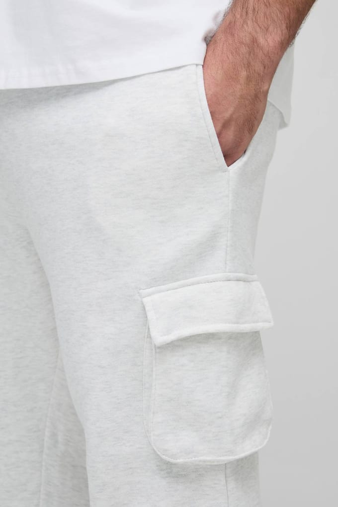 Plus Slim Stacked Flare Cargo Joggers | Grey Marl | Size 4XL