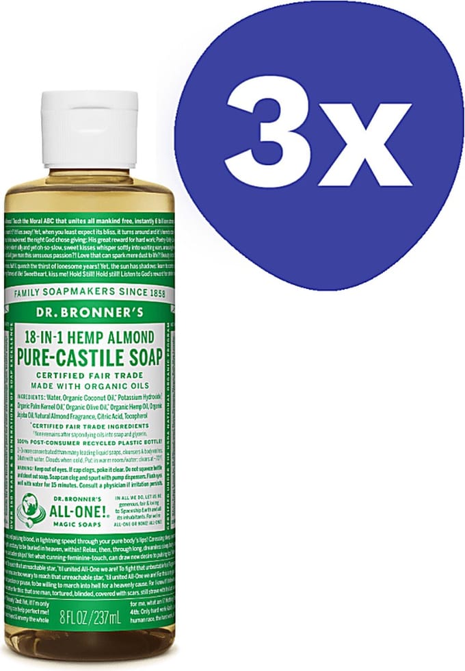 Dr. Bronner's Almond Vloeibare Zeep (3x 237ml)