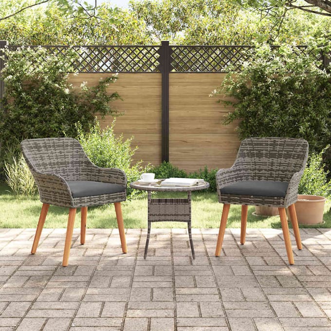 vidaXL Tuinstoel met kussen 2 pcs Grijs 62,5 x 55 x 82 cm poly rattan