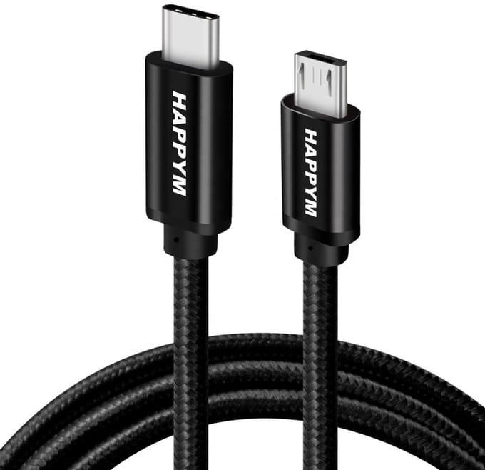 USB C naar Micro USB kabel 3M – snelladen & data – zwart – geschikt voor Smartphone e-readers