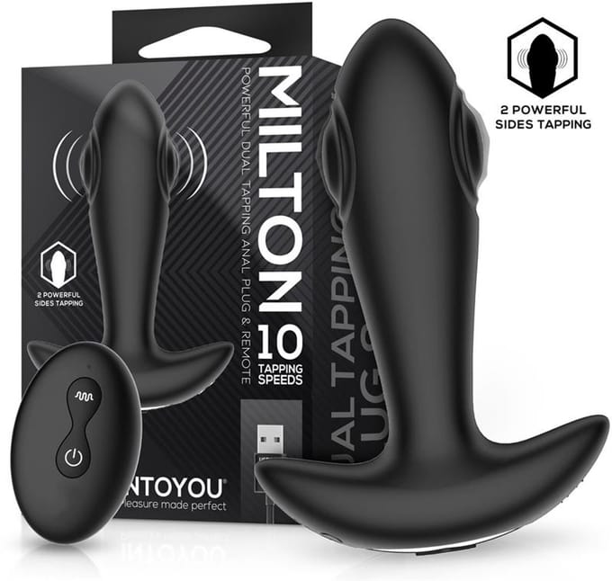 IY Milton - Vibrerende Buttplug met Dubbele Klopfunctie en Afstandsbediening - Zwart