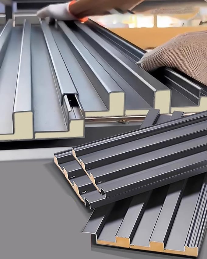 Geïsoleerde Dakpanelen - Metalen Bedekking - Buitenconstructies - Weerbestendig Ontwerp - 1.1mm Dikte - Grijs