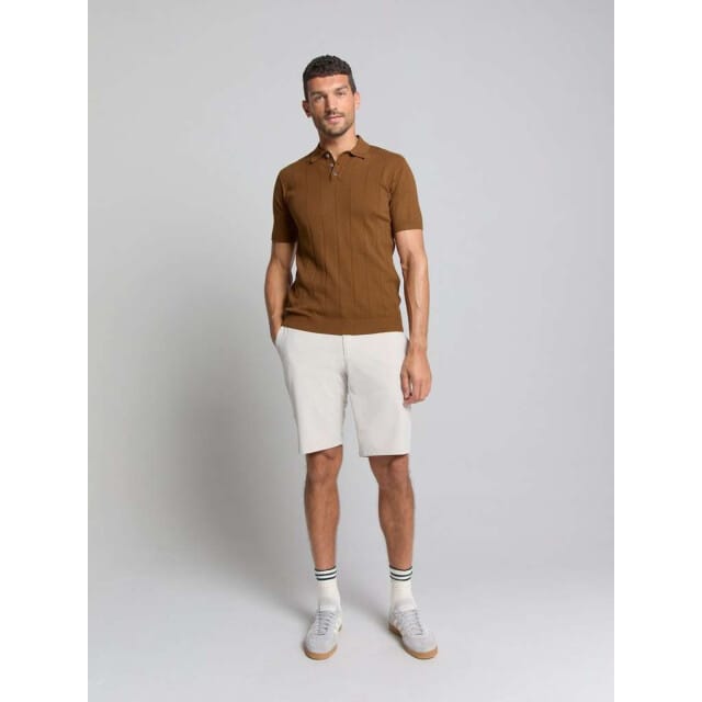 No Excess Pullover short sleeve polo button s camel
