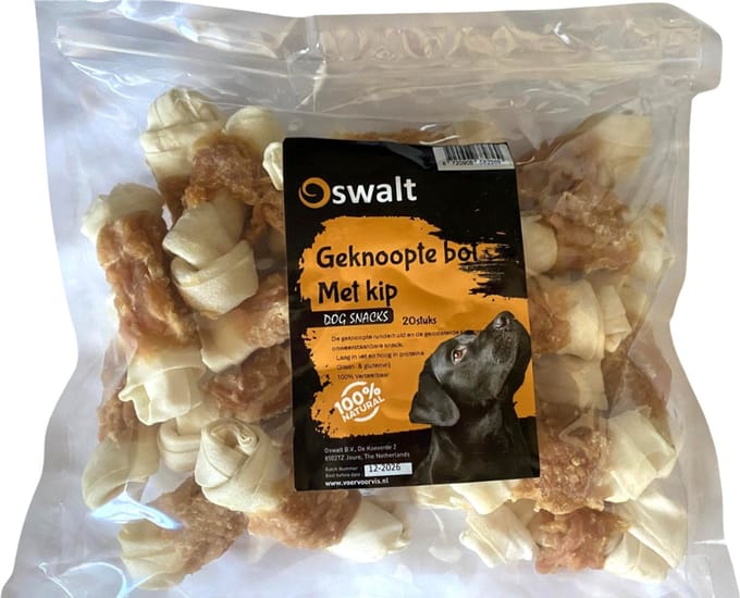 Oswalt Geknoopte Bot met Kip – 20 stuks – 900 Gram - Hondensnack