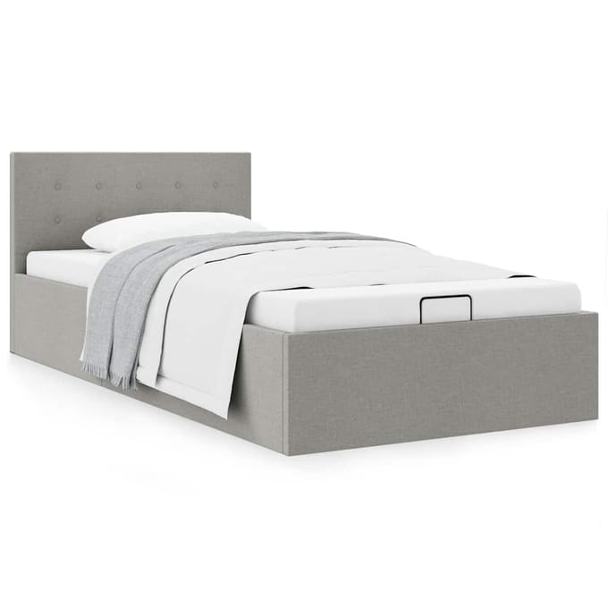 vidaXL - Bedframe - met - hydraulische - opslag - stof - lichtgrijs - 100x200 - cm