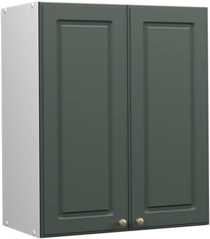 Keuken Hang Kast 60 cm Groen en Wit met Goudkleurige Handgrepen