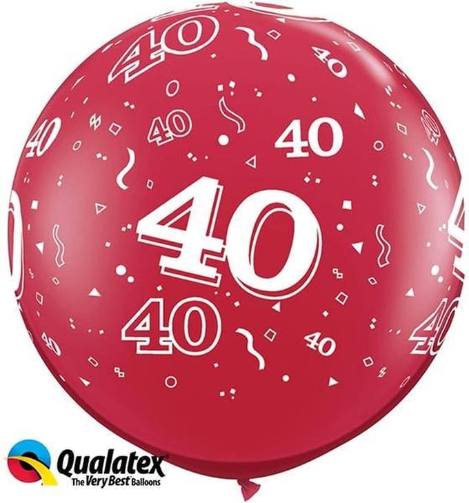 Qualatex - 40 Jaar Ballon Robijn Rood 90 cm.
